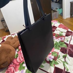 [ Used ] Black Real Leather Korean Shoulder Tote